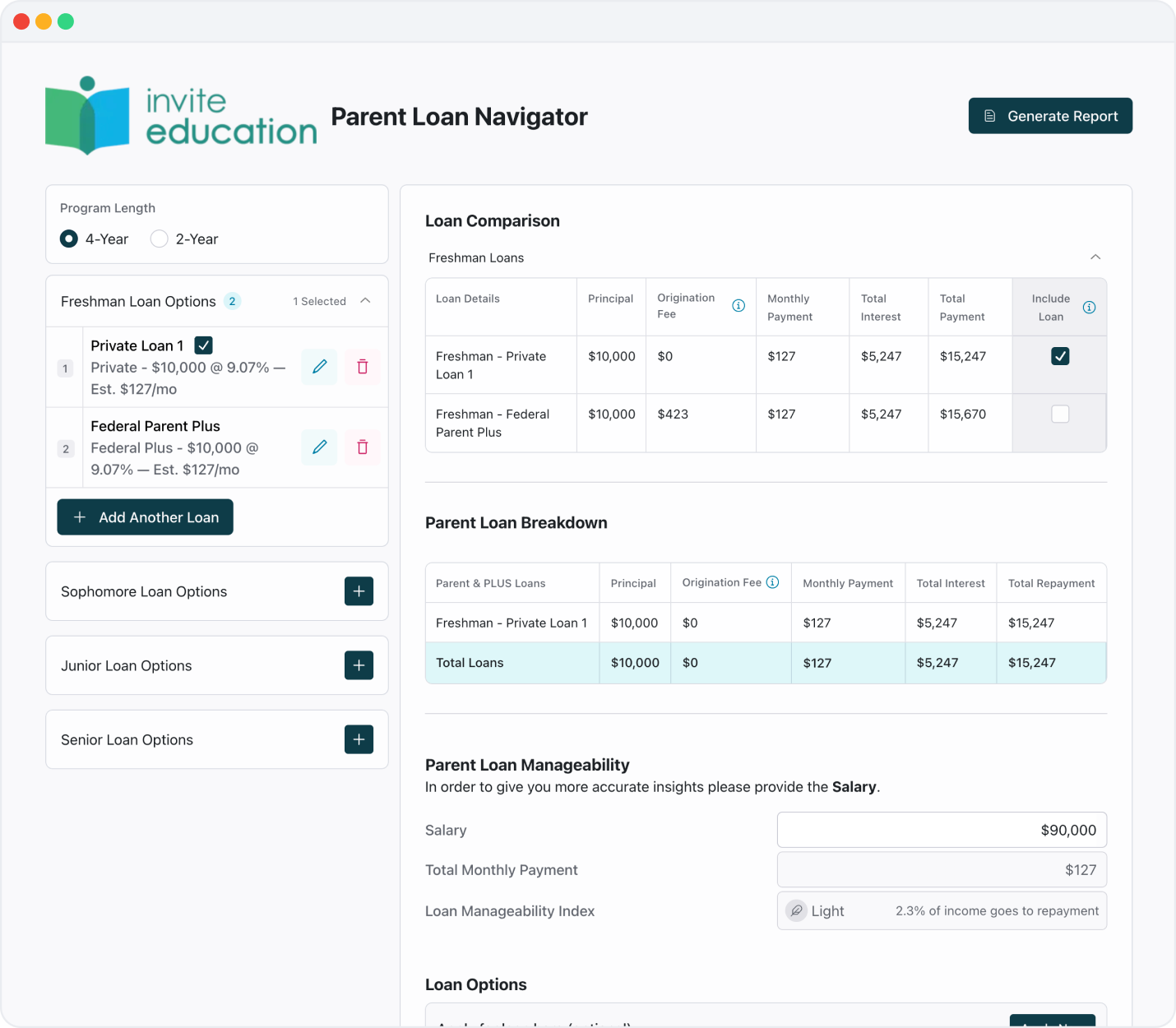 Parent Loan Navigator Interface
